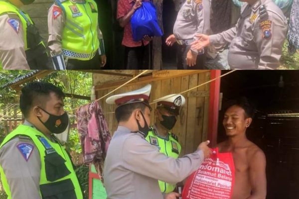 aksi mulia sat lantas bagikan bansos door to door kepada warga lansia dan pra sejahtera 50072