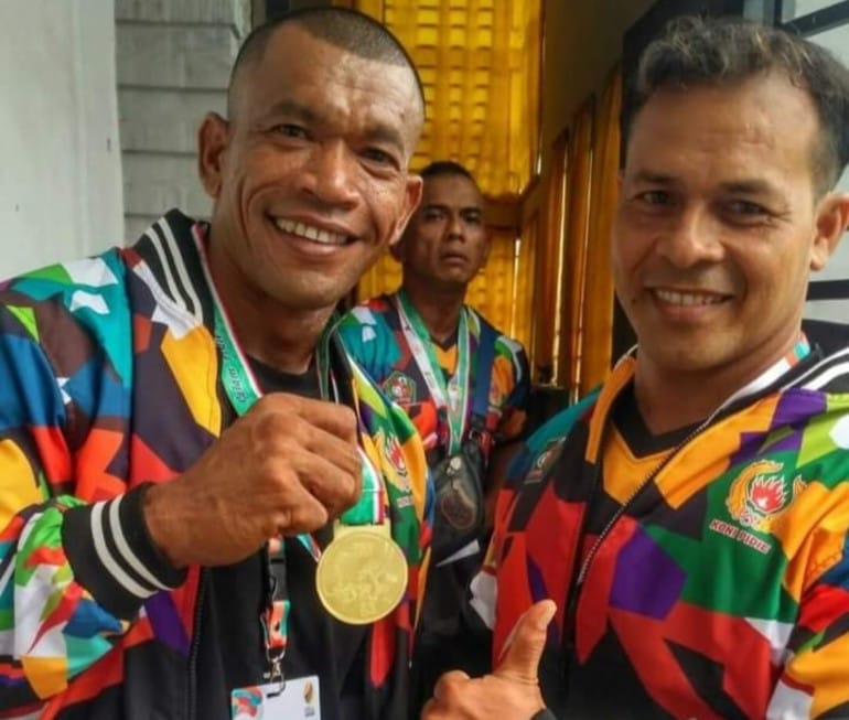 berprestasi bripka baihaqi berhasil raih medali emas cabor binaraga 80 kg pada pora xiv pidie 2022 52492