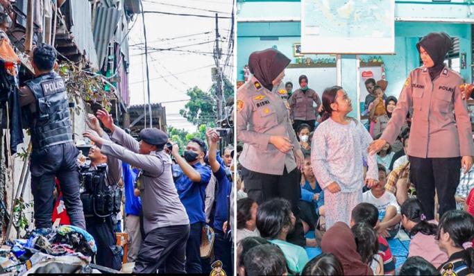 gelar kegiatan trauma helaing polres jakpus bantu warga bersihkan sisa kebakaran 81822