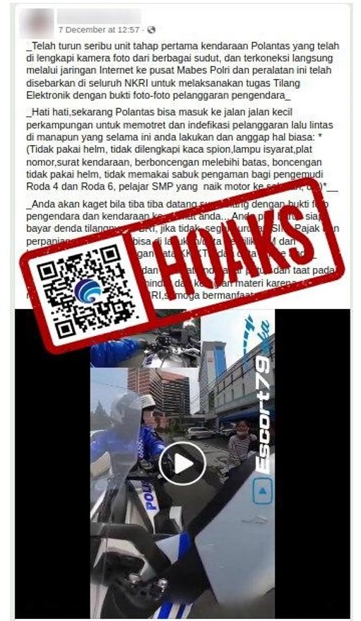 hoaks 1000 unit kendaraan polantas yang dilengkapi etle diterjunkan untuk melaksanakan tugas tilang 67786