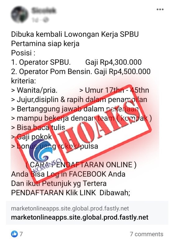 hoaks lowongan kerja pt pertamina sebagai operator spbu 63419