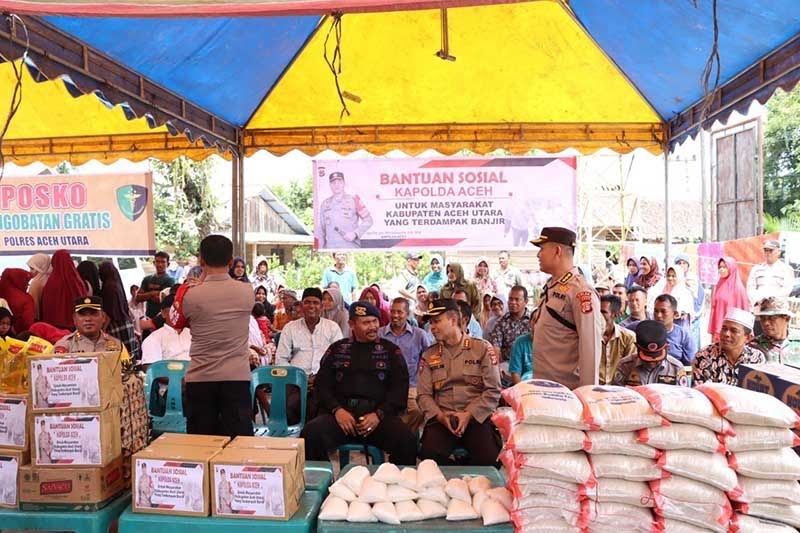 polda aceh salurkan 164 ton beras dan layanan kesehatan gratis untuk korban banjir aceh utara 50541