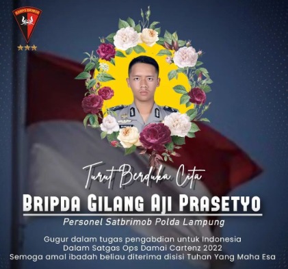 polri berduka satu personel brimob polda lampung satgas ops damai cartenz papua gugur dalam tugas 52027