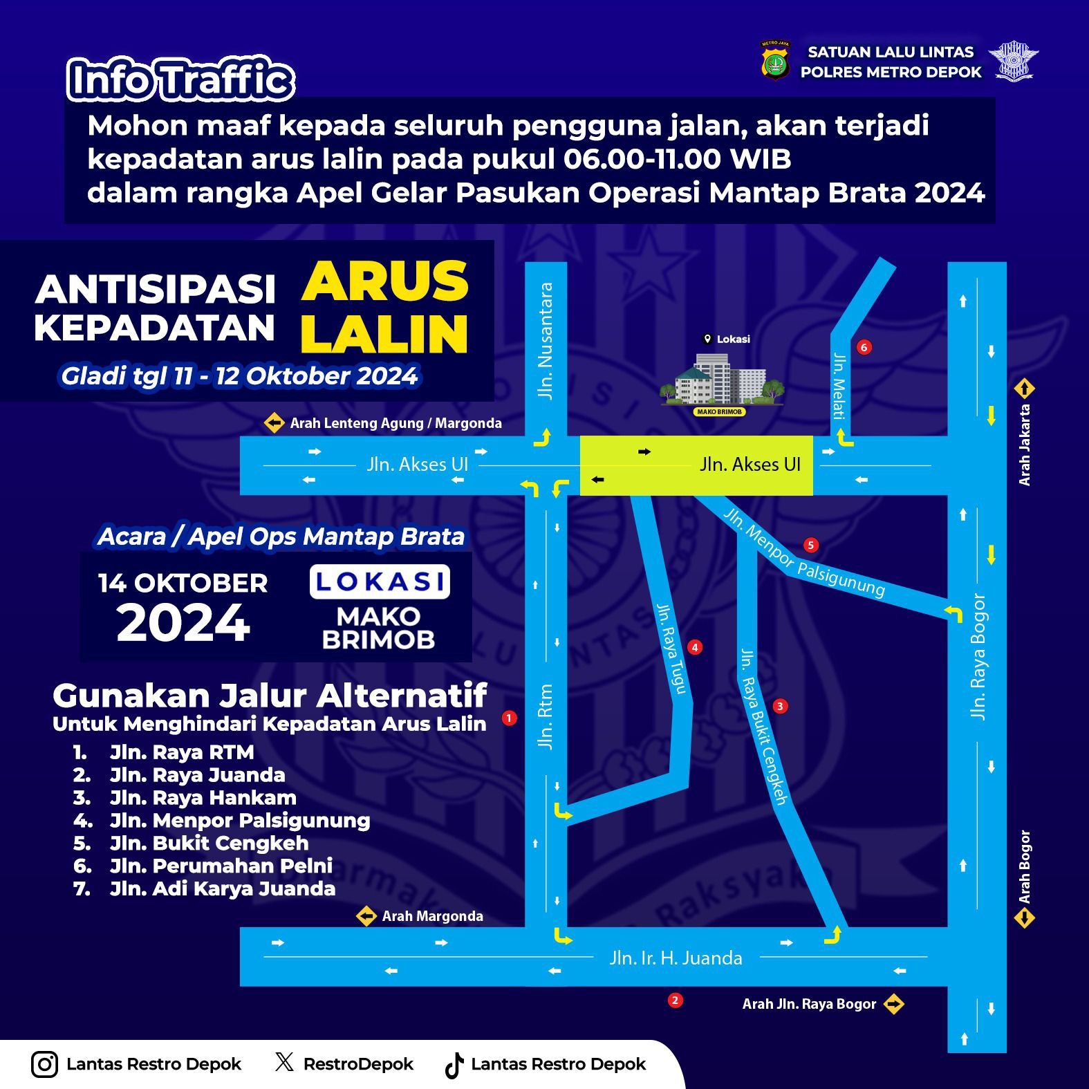 rekayasa lalu lintas akan berlaku di sekitar mako brimob lusa 79788