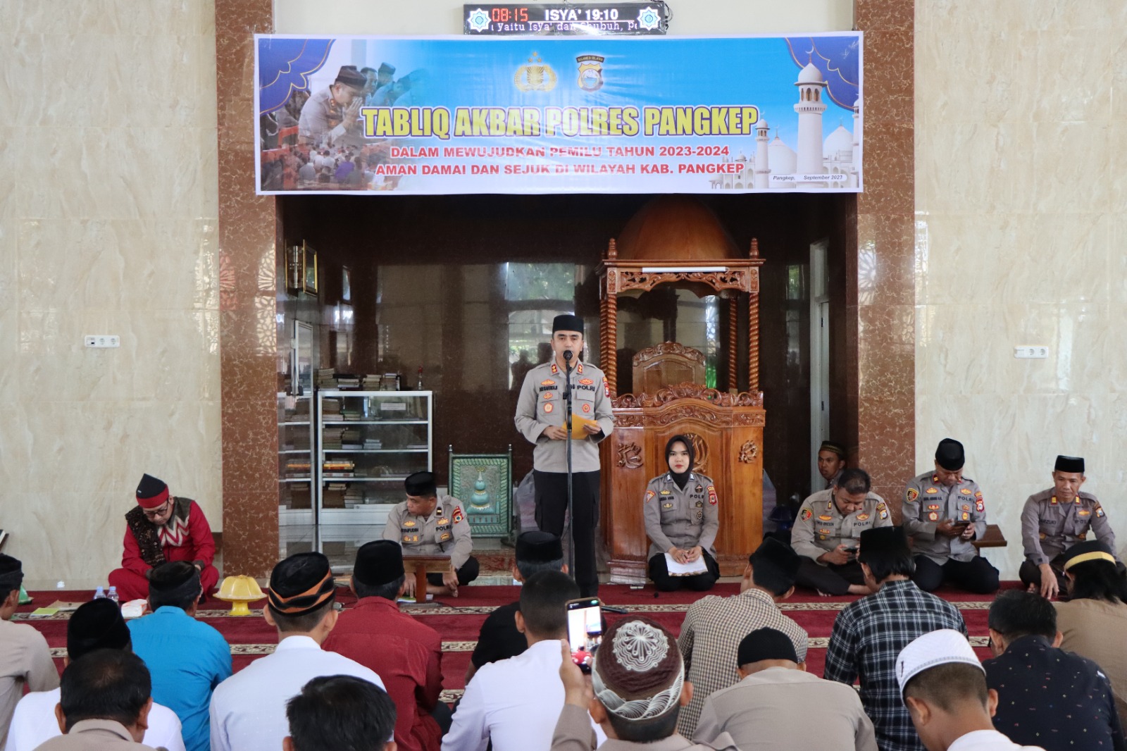 wujudkan pemilu tahun 2023 2024 aman damai dan sejuk polres pangkep gelar tabliq akbar 63826
