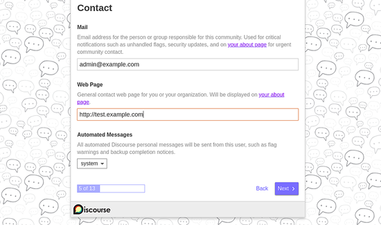 Cara Install dan Konfigurasi Discourse Forum di Ubuntu 18.04 Enter contact details