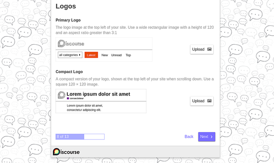 Cara Install dan Konfigurasi Discourse Forum di Ubuntu 18.04 Upload Logo for Discourse website