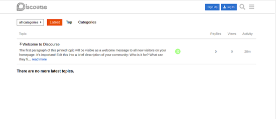 Cara Install dan Konfigurasi Discourse Forum di Ubuntu 18.04 Discourse web interface