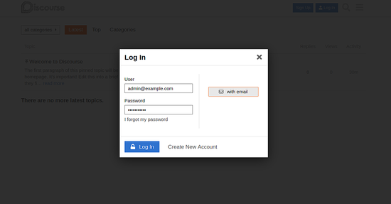 Cara Install dan Konfigurasi Discourse Forum di Ubuntu 18.04 Login to Discourse