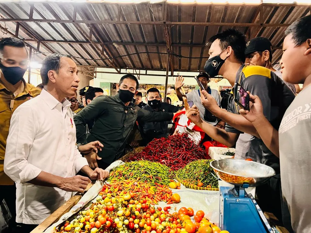 Kunjungi Pasar Natar Presiden Tekankan Pentingnya Jaga Pasokan Pangan
