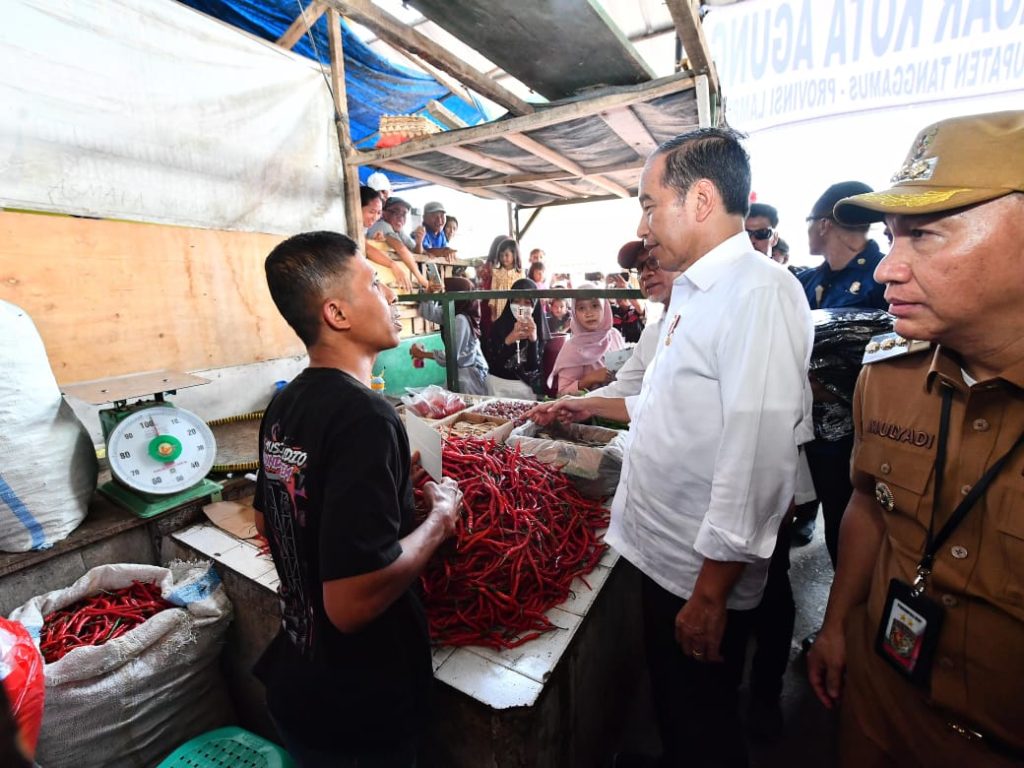 Presiden Jokowi Tinjau Pasar Kota Agung Cek Harga dan Berikan Bantuan Modal Kerja 1024x768 1