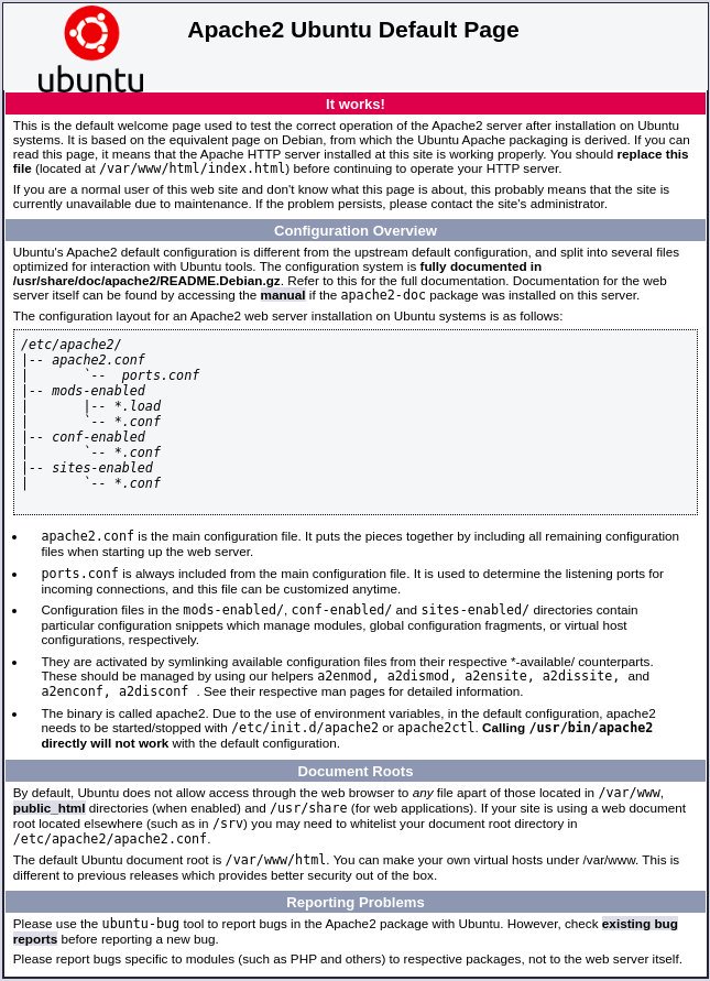 apache welcome page
