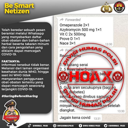 beredar pesan whatsapp yang menyebarkan daftar obat obatan dan bahan bahan herbal yang diklaim dapat mencegah covid 19 7642