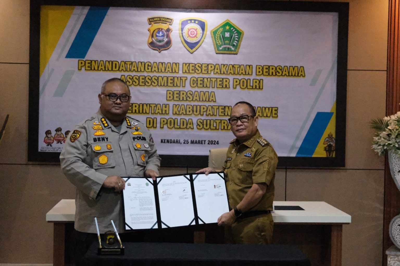 biro sdm polda sultra teken mou assessment center polri bersama pemkab konawe 71811