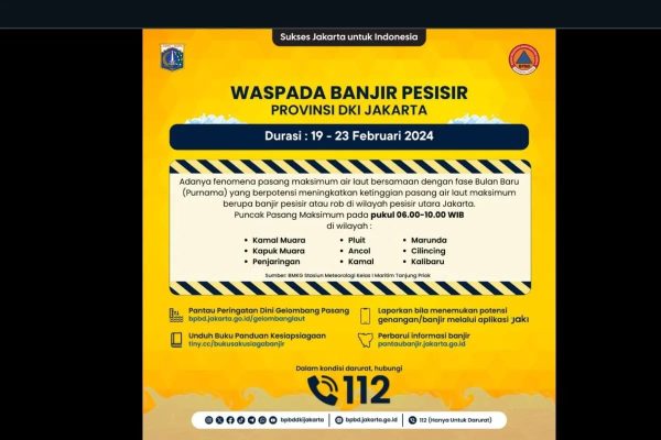 bpbd dki minta warga waspadai potensi banjir rob di 9 lokasi 70343
