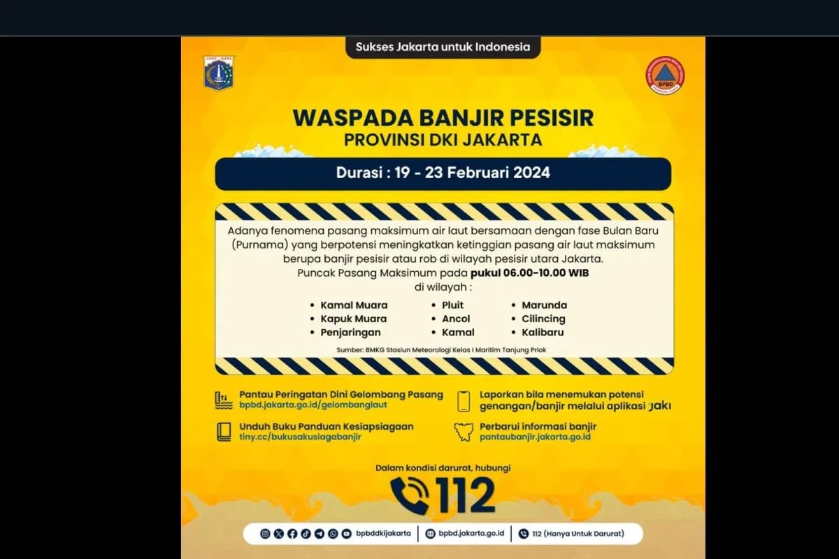 bpbd dki minta warga waspadai potensi banjir rob di 9 lokasi 70343