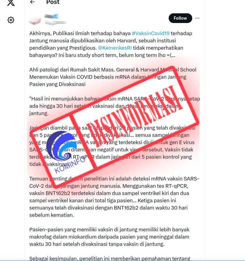 disinformasi bahaya vaksin covid 19 pada organ jantung manusia 64223