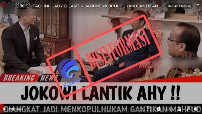 disinformasi presiden ri joko widodo melantik ahy sebagai menko polhukam 65629