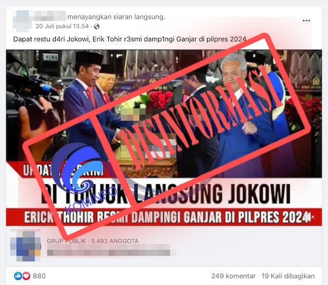 disinformasi presiden ri jokowi tunjuk erick thohir dampingi ganjar di pilpres 2024 62142