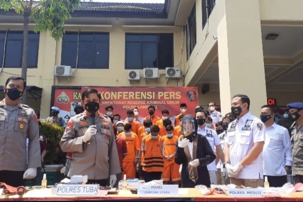during august 2021 the lampung regional police successfully recovered 99 theft cases and 153 suspects 42728