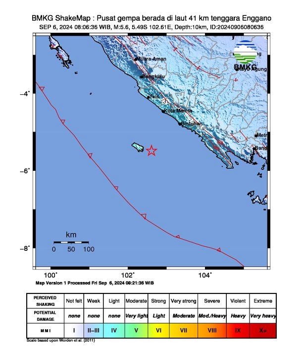 gempa 56 m terjadi di pantai barat sumatera 78484