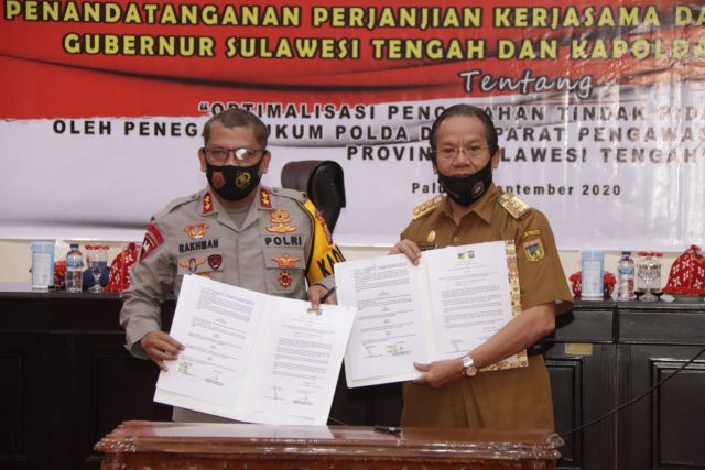 gubernur dan kapolda sulteng tanda tangani perjanjian kerjasama untuk optimalkan pencegahan korupsi 11508