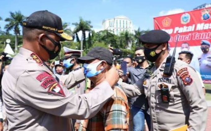 guna menekan penyebaran covid 19 polda sumut gelar operasi yustisi tindak warga tak pakai masker 35170