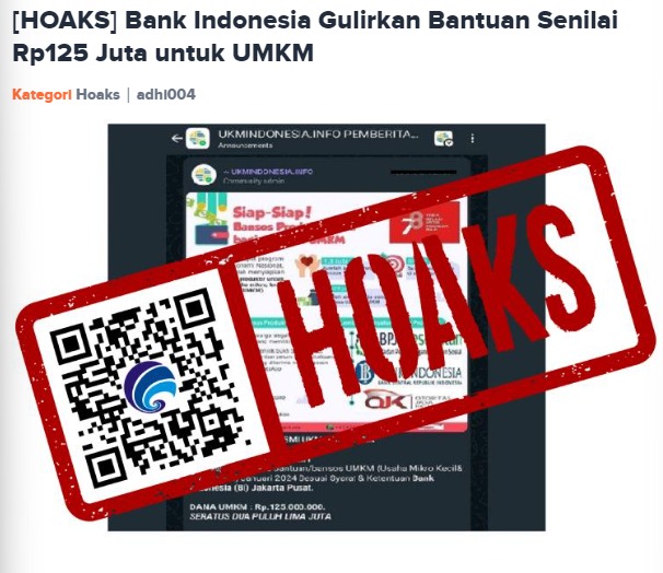 hoaks bank indonesia berikan bansos senilai rp125 juta untuk umkm 72666