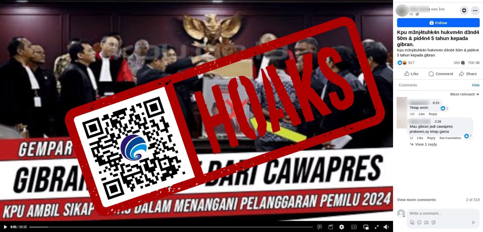 hoaks komisi pemilihan umum coret gibran sebagai cawapres dan menjatuhkan denda rp 50 miliar 66281