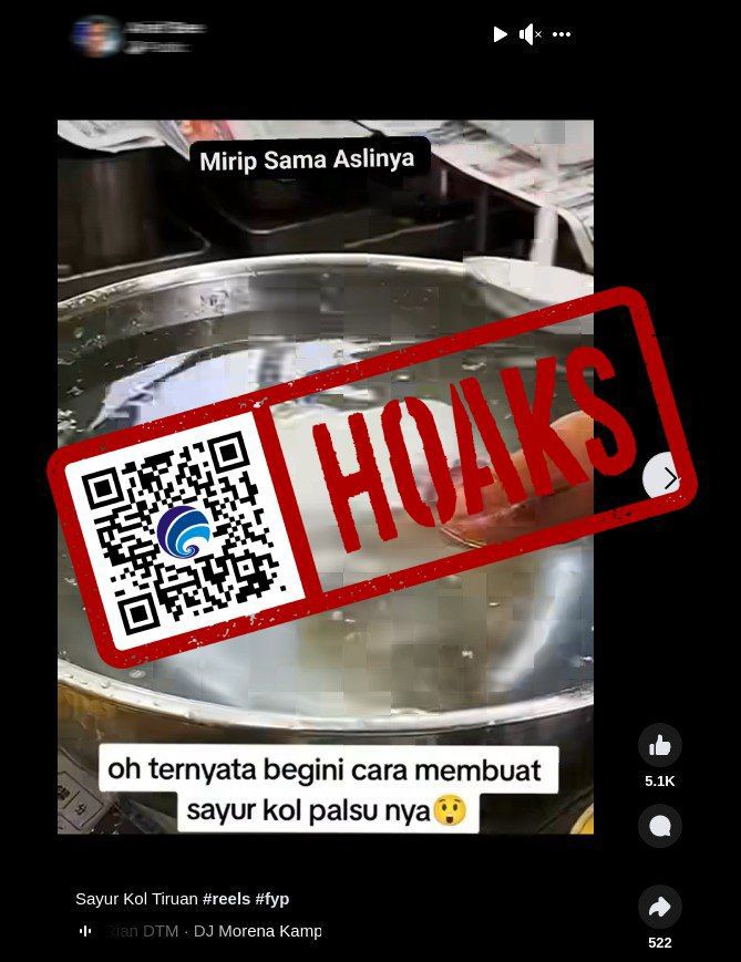 hoaks pembuatan sayur kol palsu menggunakan cairan 72078