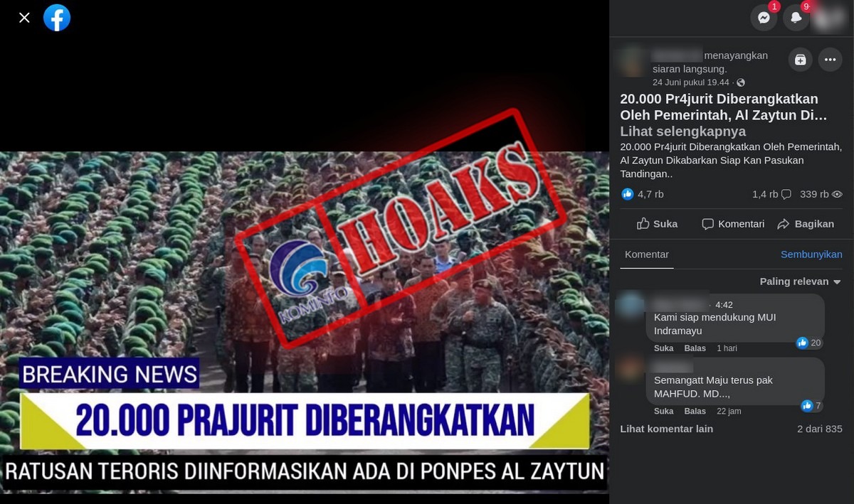 hoaks pemerintah akan berangkatkan 20 ribu prajurit tni ke al zaytun 60234