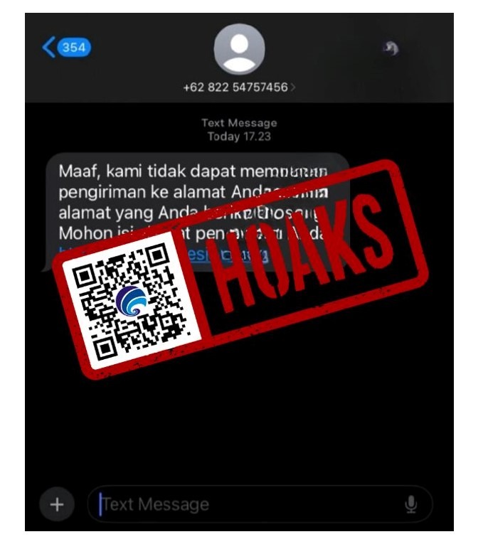 hoaks pesan sms atas nama pos indonesia 74988