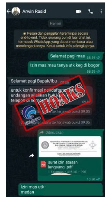 hoaks surat izin atasan langsung melalui whatsapp mengatasnamakan bkn 61008