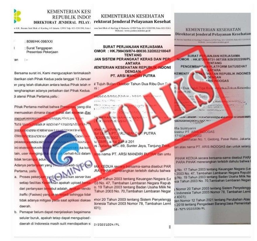 hoaks surat terkait pengembangan program satusehat mengatasnamakan kemenkes 54644