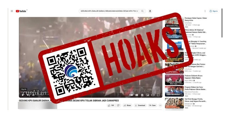 hoaks terjadi demo rusuh di gedung kpu ribuan mahasiswa tolak gibran jadi cawapres 67453