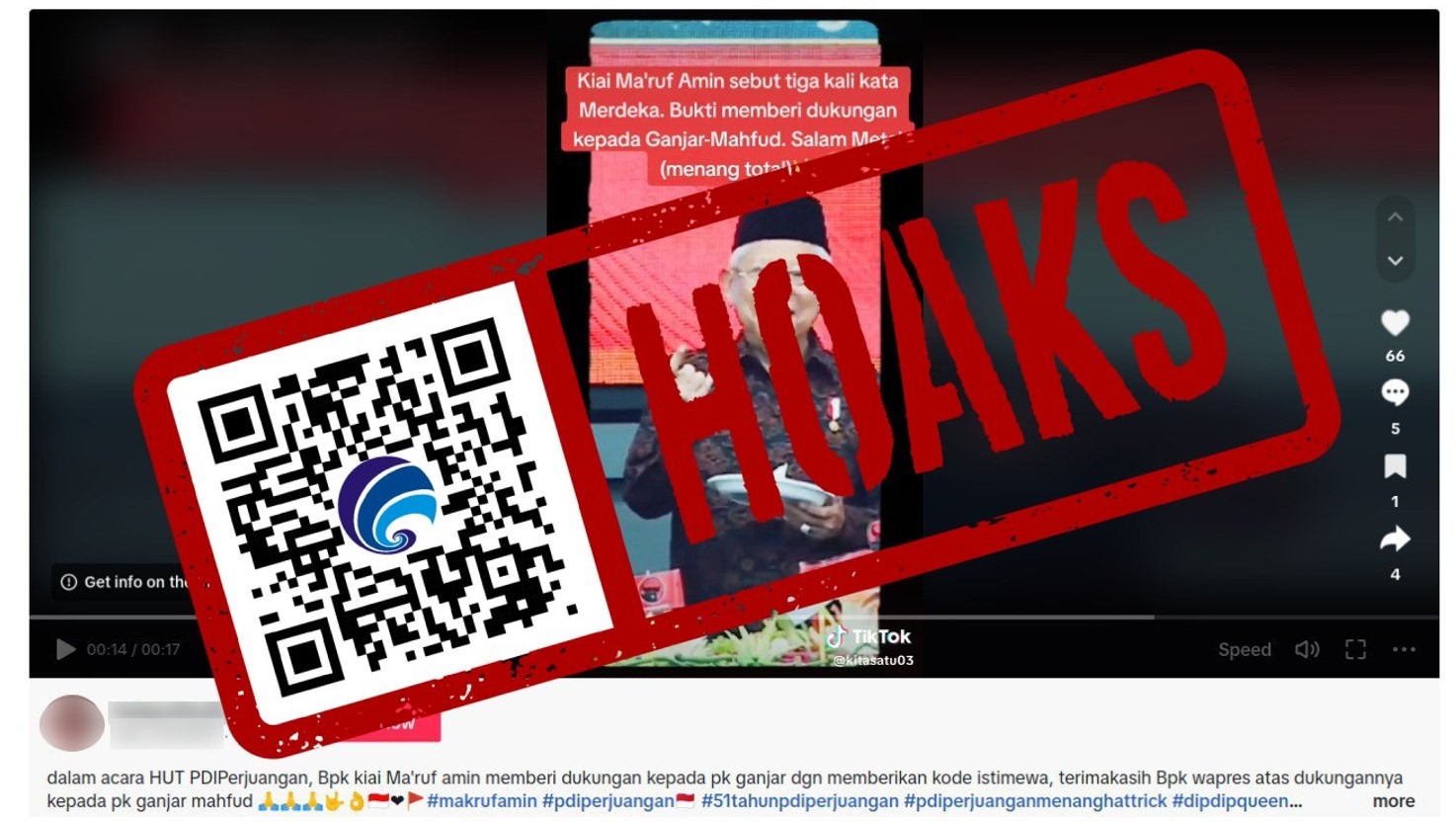 hoaks wakil presiden k h ma aruf amin dukung ganjar mahfud dengan pose salam metal 68889