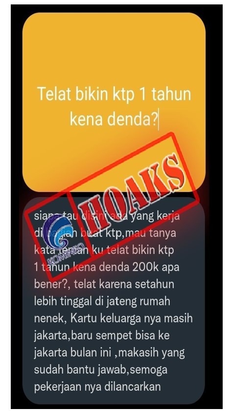hoax keterlambatan pembuatan ktp 1 tahun dikenakan denda 58313