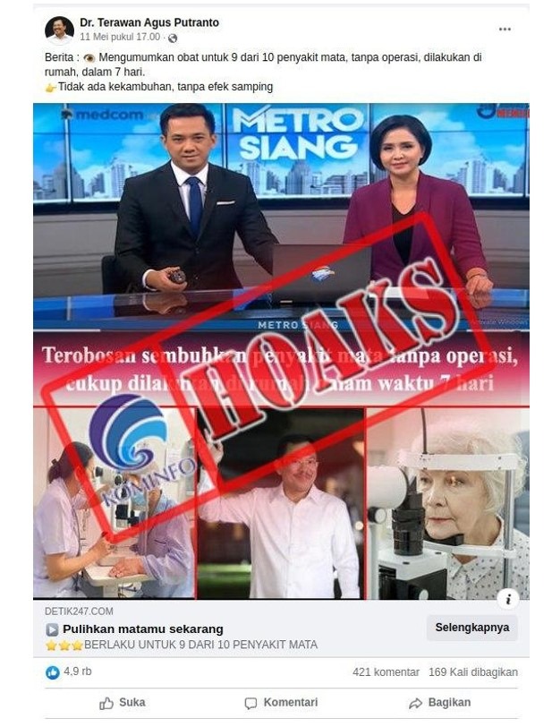 hoax penawaran pengobatan penyakit mata dari ex menkes dr terawan agus putranto 58389