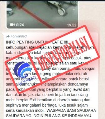 hoax pesan berantai geng motor balas dendam sasar kendaraan plat e indramayu 58489