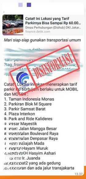 hoax tarif parkir terbaru di jakarta capai rp60 ribu per jam 59285