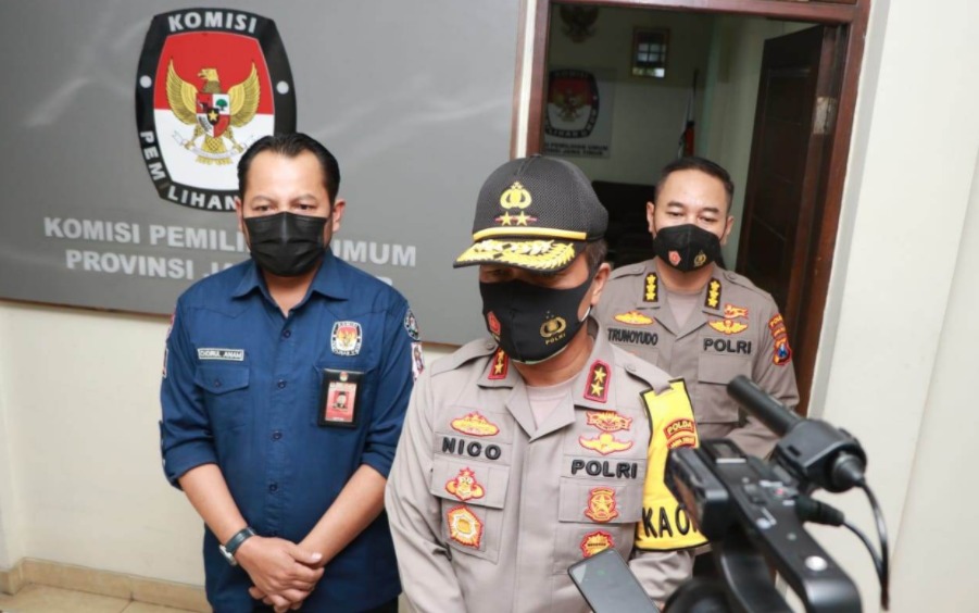 jelang pilkada serentak 2020 kapolda jatim cek kesiapan penyelanggara pilkada dengan koordinasi bersama kpud jawa timur 32827