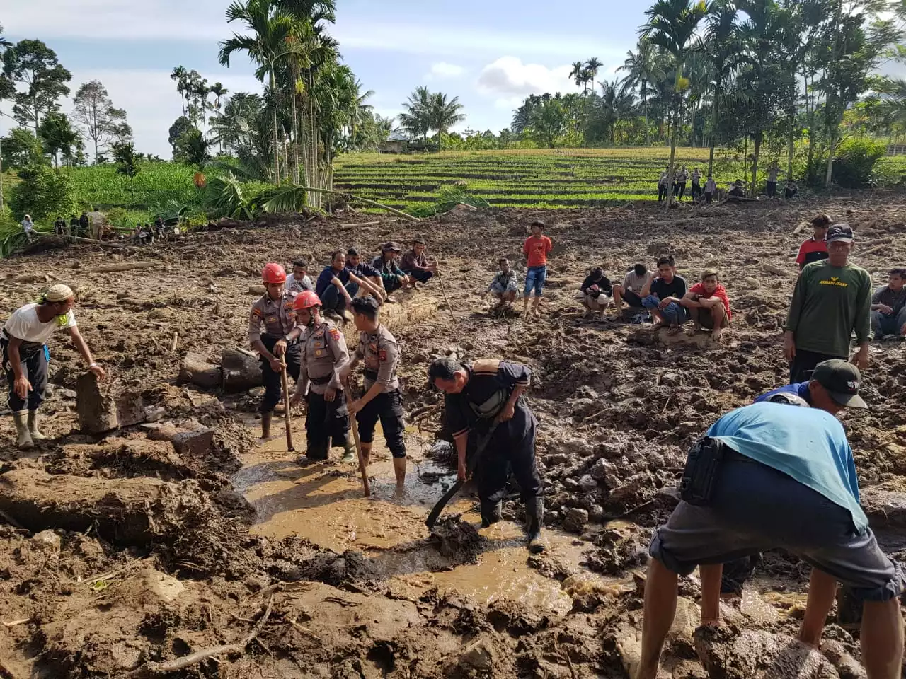 joint team of officials conduct search and rescue of landslides in pasaman 44970