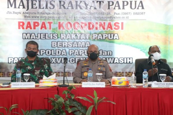 kapolda papua pimpin rapat koordinasi bersama majelis rakyat papua 24776