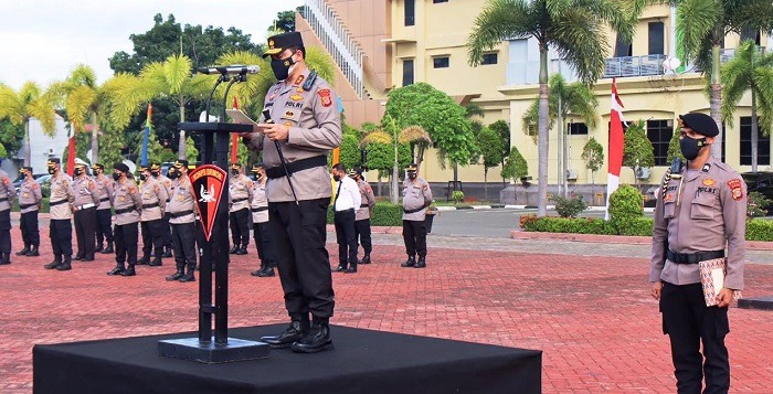 kapolda pimpin upacara pelepasan 203 personel satuan brimob polda aceh bko ke polda papua 18189