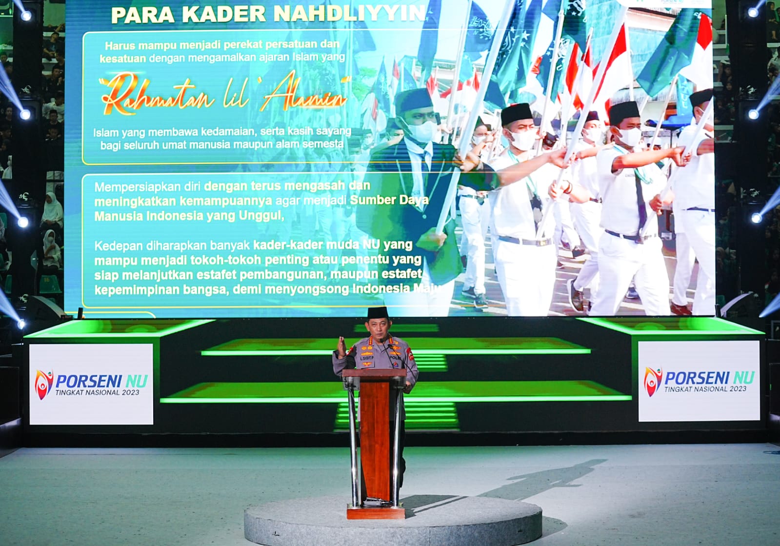 kapolri gelorakan semangat persatuan kesatuan saat tutup porseni nu 53575