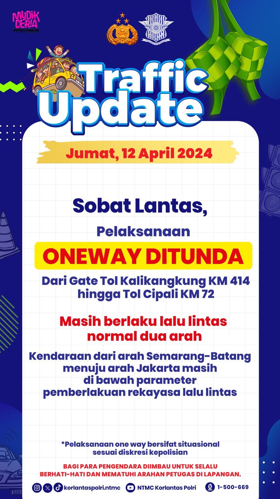 korlantas polri tunda penerapan one way 72524