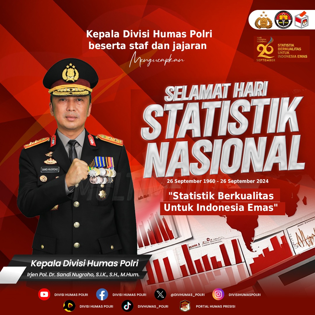 mabes polri ucapkan selamat hari statistik nasional ke 64 79272