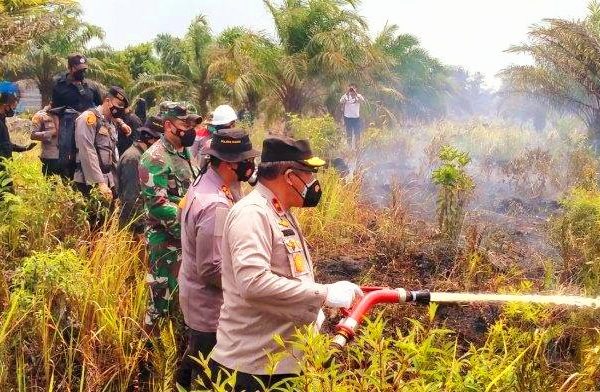 patroli karhutlah wakapolda riau ikut melakukan pemadaman dan pendinginan lahan 30638