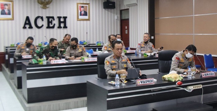 percepatan program vaksinasi polda aceh ikuti vicon bersama asops kapolri 13205