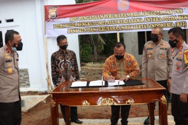 polda bengkulu teken mou dengan bank btn dan rei bangun rumah khusus anggota serta pns polri 11977